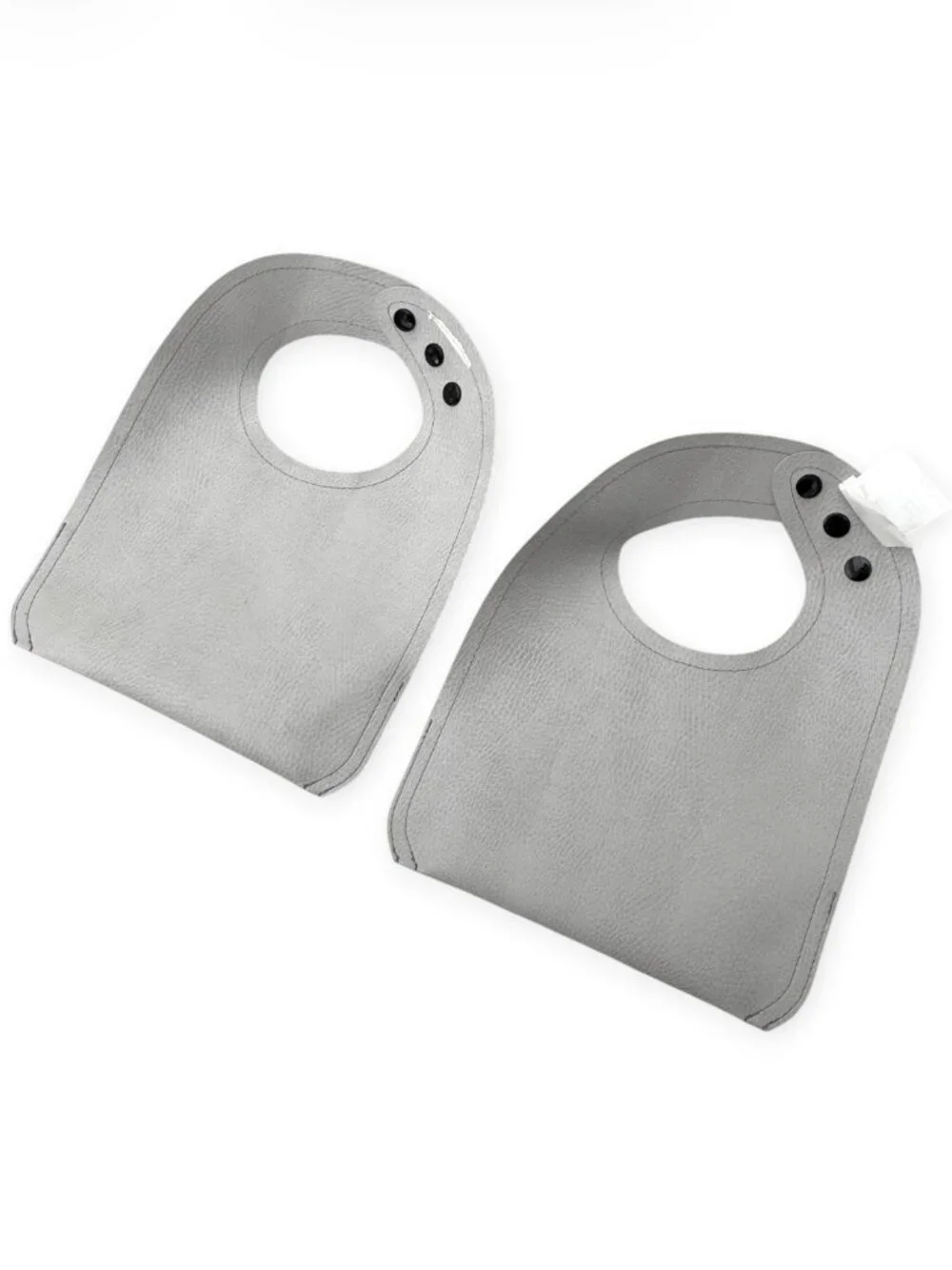 Gathre Vegan Leather Baby Bib Set of 2 Gray Pocket Bibs Weaning Feeding
